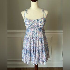 Buddy Love Shoulder Tie Blue and Purple Tie Dye Dress size Medium